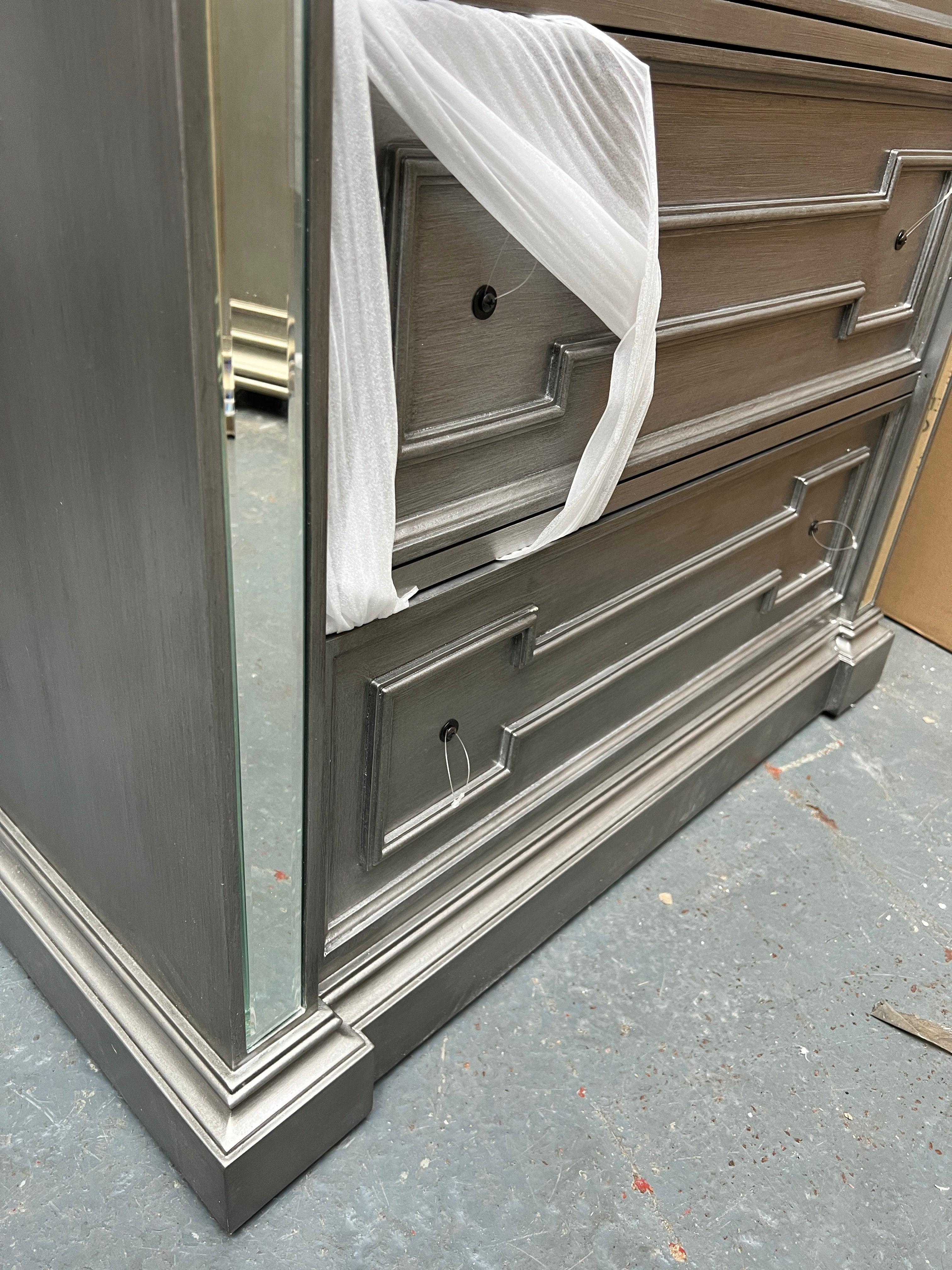 Vida Living Ophelia Silver & Mirrored Tall Chest Quality Furniture Clearance Ltd